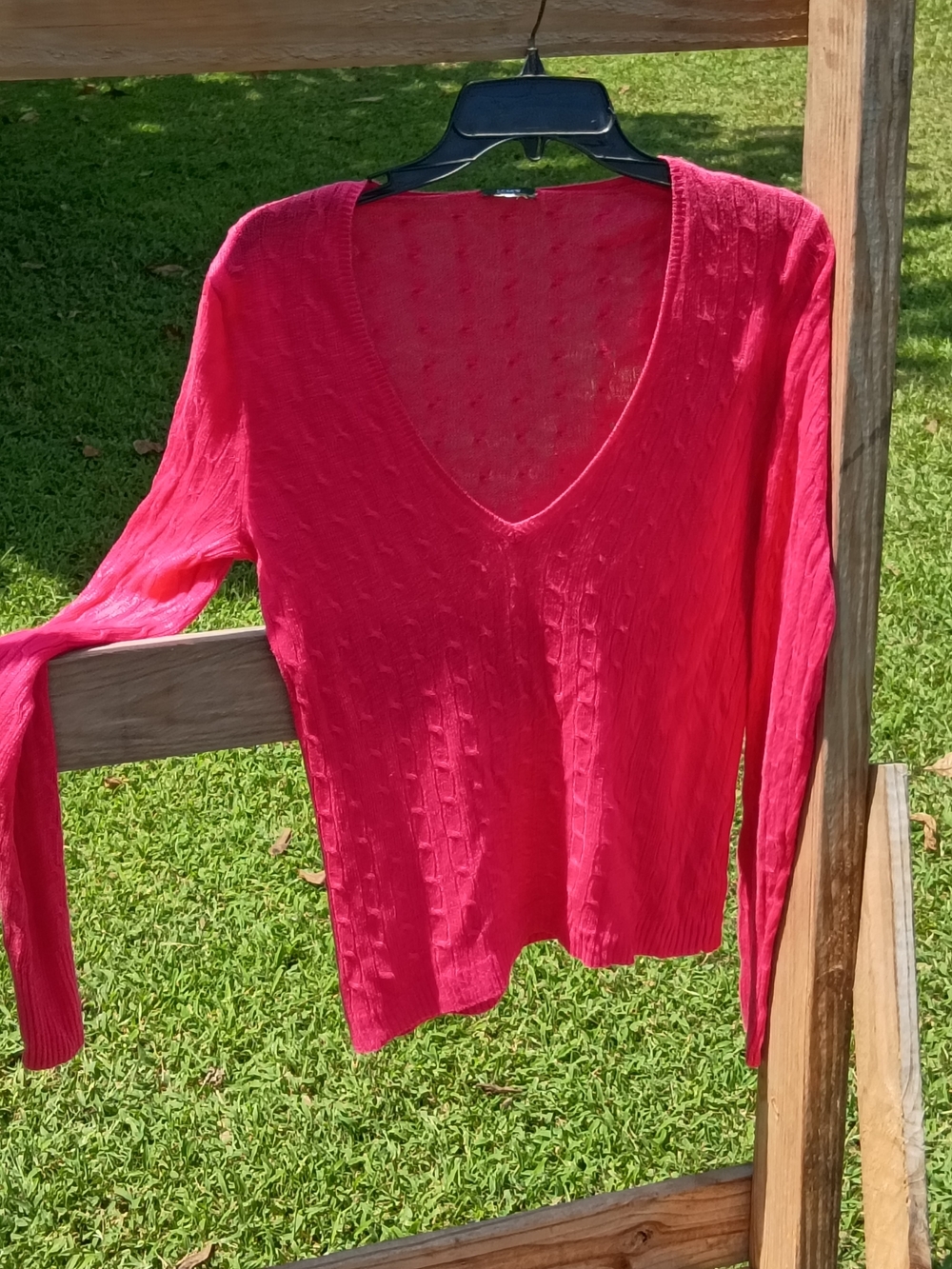 J. Crew V-Neck Long Sleeve Pullover - Bright Pink